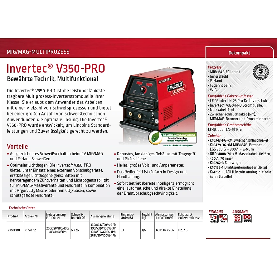 Occasion Invertec V350 PRO mit Vorschubgerät LN 25PRO für Baustellen (SET)